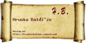 Hruska Balázs névjegykártya